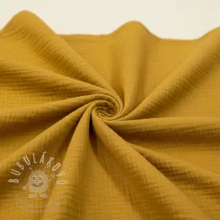 Dvojitá gázovina/mušelín dark ochre ORGANIC