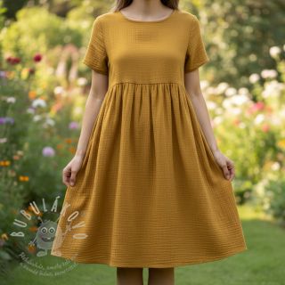 Dvojitá gázovina/mušelín dark ochre ORGANIC