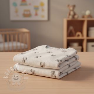 Dvojitá gázovina/mušelín Animals design A digital print ORGANIC