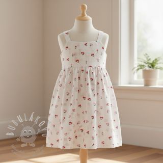 Dvojitá gázovina/mušelín Fruits cherry white