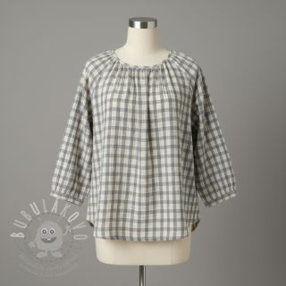 Dvojitá gázovina/mušelín LINEN YARN DYED Checks grey natural