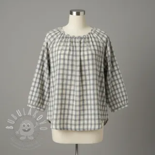 Dvojitá gázovina/mušelín LINEN YARN DYED Checks grey natural