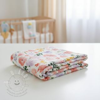 Dvojitá gázovina/mušelín Big summer flowers digital print