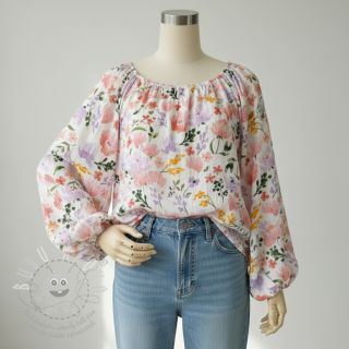 Dvojitá gázovina/mušelín Big summer flowers digital print