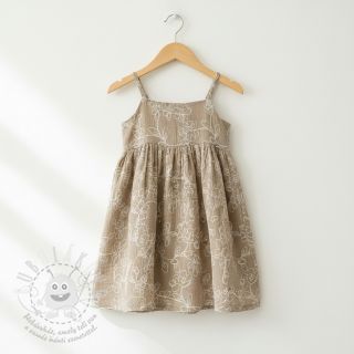 Dvojitá gázovina/mušelín EMBROIDERY Climbing flowers beige