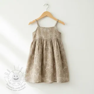 Dvojitá gázovina/mušelín EMBROIDERY Climbing flowers beige
