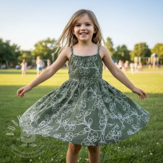 Dvojitá gázovina/mušelín EMBROIDERY Climbing flowers pickle