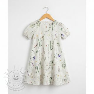 Dvojitá gázovina/mušelín French flowers natural digital print