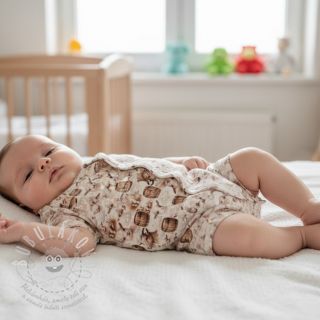 Dvojitá gázovina/mušelín Little farm animals design D digital print