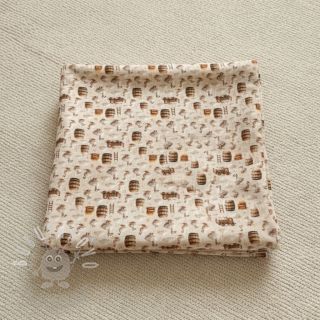 Dvojitá gázovina/mušelín Little farm animals design C digital print