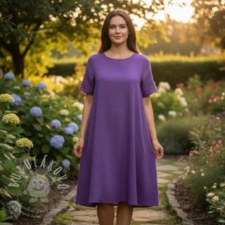 Dvojitá gázovina/mušelín violet ORGANIC