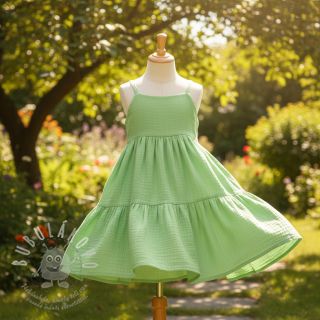 Dvojitá gázovina/mušelín light lime ORGANIC