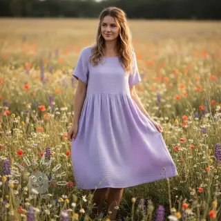 Dvojitá gázovina/mušelín bright violet ORGANIC
