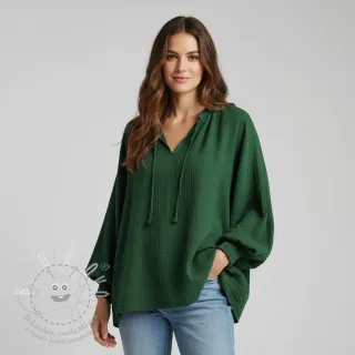 Dvojitá gázovina/mušelín dark green ORGANIC