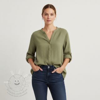 Dvojitá gázovina/mušelín moss green ORGANIC