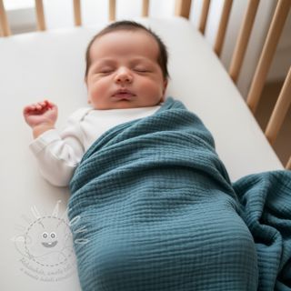 Dvojitá gázovina/mušelín indigo ORGANIC