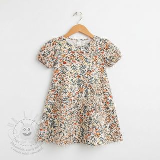 Dvojitá gázovina/mušelín Oldstyle flowers white digital print