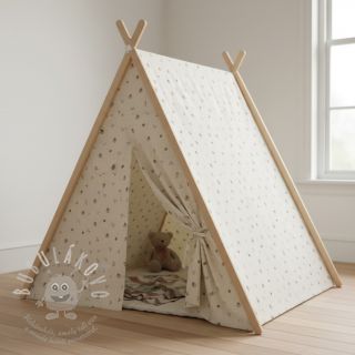 Dvojitá gázovina/mušelín Flowers SIMPLY NATURAL digital print ORGANIC