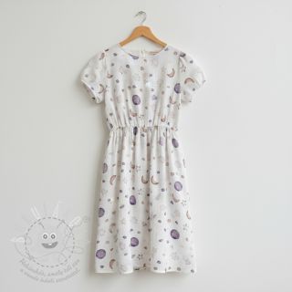 Dvojitá gázovina/mušelín Moon white digital print ORGANIC