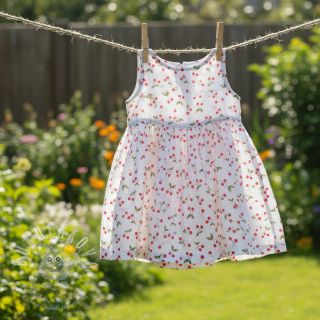 Dvojitá gázovina/mušelín Cherries white digital print