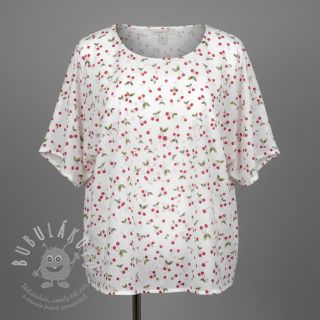 Dvojitá gázovina/mušelín Cherries white digital print