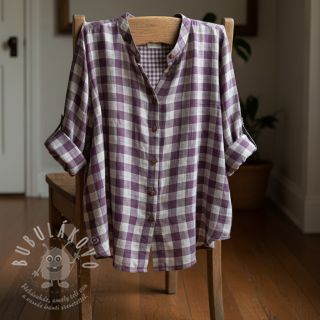 Dvojitá gázovina/mušelín Double sided CHECKS MINI grape