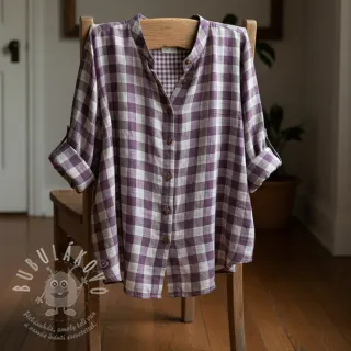 Dvojitá gázovina/mušelín Double sided CHECKS MINI grape
