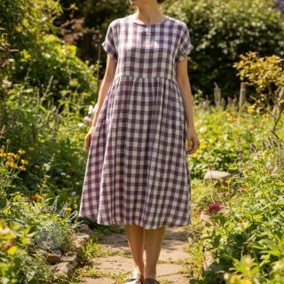 Dvojitá gázovina/mušelín Double sided CHECKS MINI grape