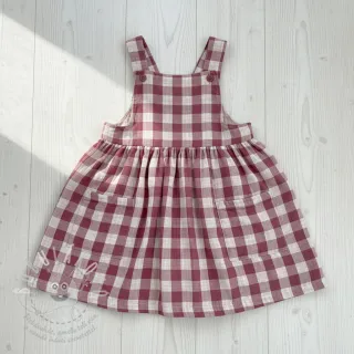 Dvojitá gázovina/mušelín Double sided CHECKS MINI rosewood