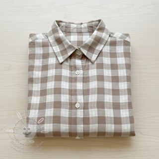 Dvojitá gázovina/mušelín Double sided CHECKS MINI sand