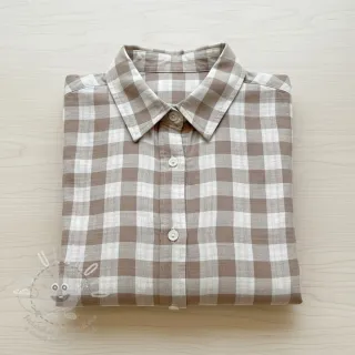 Dvojitá gázovina/mušelín Double sided CHECKS MINI sand