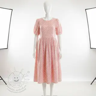 Dvojitá gázovina/mušelín JACQUARD Dots pink