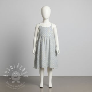 Dvojitá gázovina/mušelín JACQUARD Dots light blue