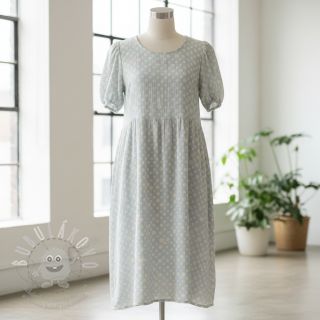 Dvojitá gázovina/mušelín JACQUARD Dots light blue