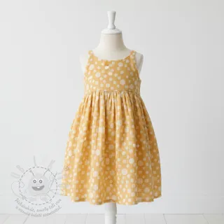 Dvojitá gázovina/mušelín JACQUARD Dots dark yellow