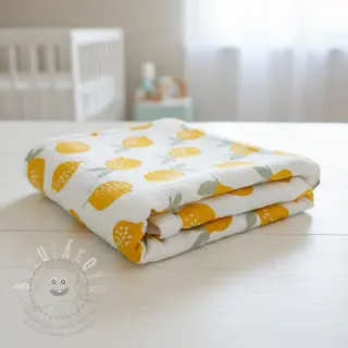 Dvojitá gázovina/mušelín Lemons white