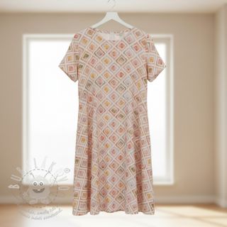 Dvojitá gázovina/mušelín Geo watercolour mauve digital print