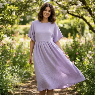 Dvojitá gázovina/mušelín bright violet