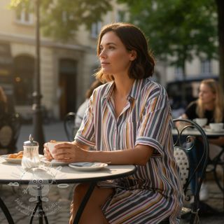 Dvojitá gázovina/mušelín yarn dyed Stripe purple