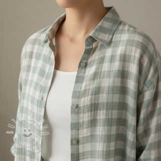 Dvojitá gázovina/mušelín Double sided CHECKS MINI nile