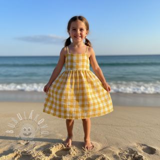 Dvojitá gázovina/mušelín Double sided CHECKS MINI ochre