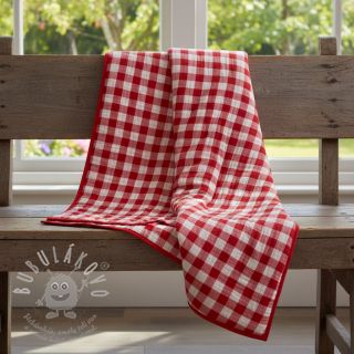 Dvojitá gázovina/mušelín Double sided CHECKS MINI red