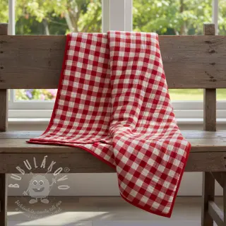 Dvojitá gázovina/mušelín Double sided CHECKS MINI red