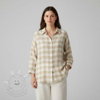 Dvojitá gázovina/mušelín Double sided CHECKS MINI beige