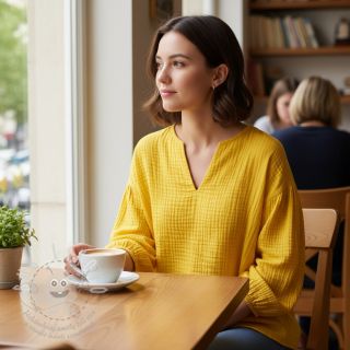 Dvojitá gázovina/mušelín lemon ORGANIC