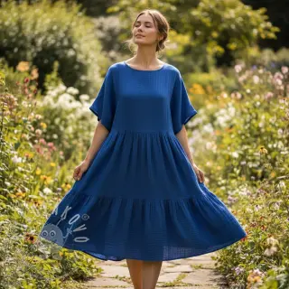 Dvojitá gázovina/mušelín cobalt