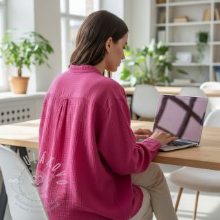 Dvojitá gázovina/mušelín fuchsia ORGANIC