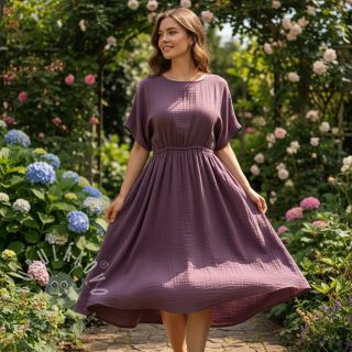 Dvojitá gázovina/mušelín aubergine