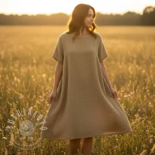 Dvojitá gázovina/mušelín beige ORGANIC