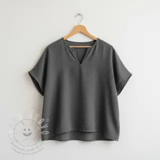 Dvojitá gázovina/mušelín dark grey